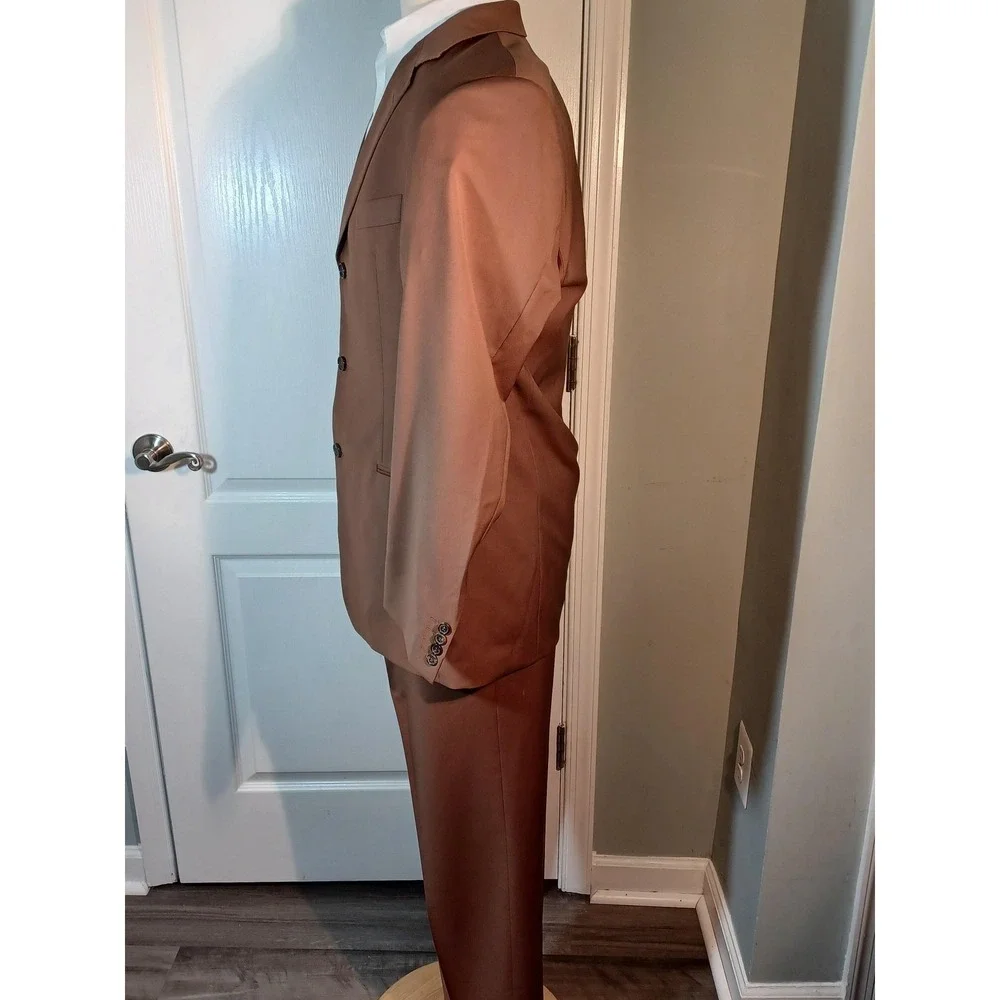 Hugo Boss Suit Mens 42 Brown Wool 2 Piece Single Breasted Dress‎ Business USA